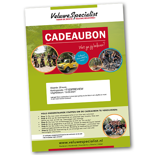 Fabrikant nog een keer Sada Cadeaubon voor activiteiten op de Veluwe